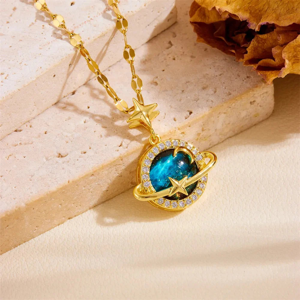 Collar Planeta Saturno Luna2 +CAJAREGALO